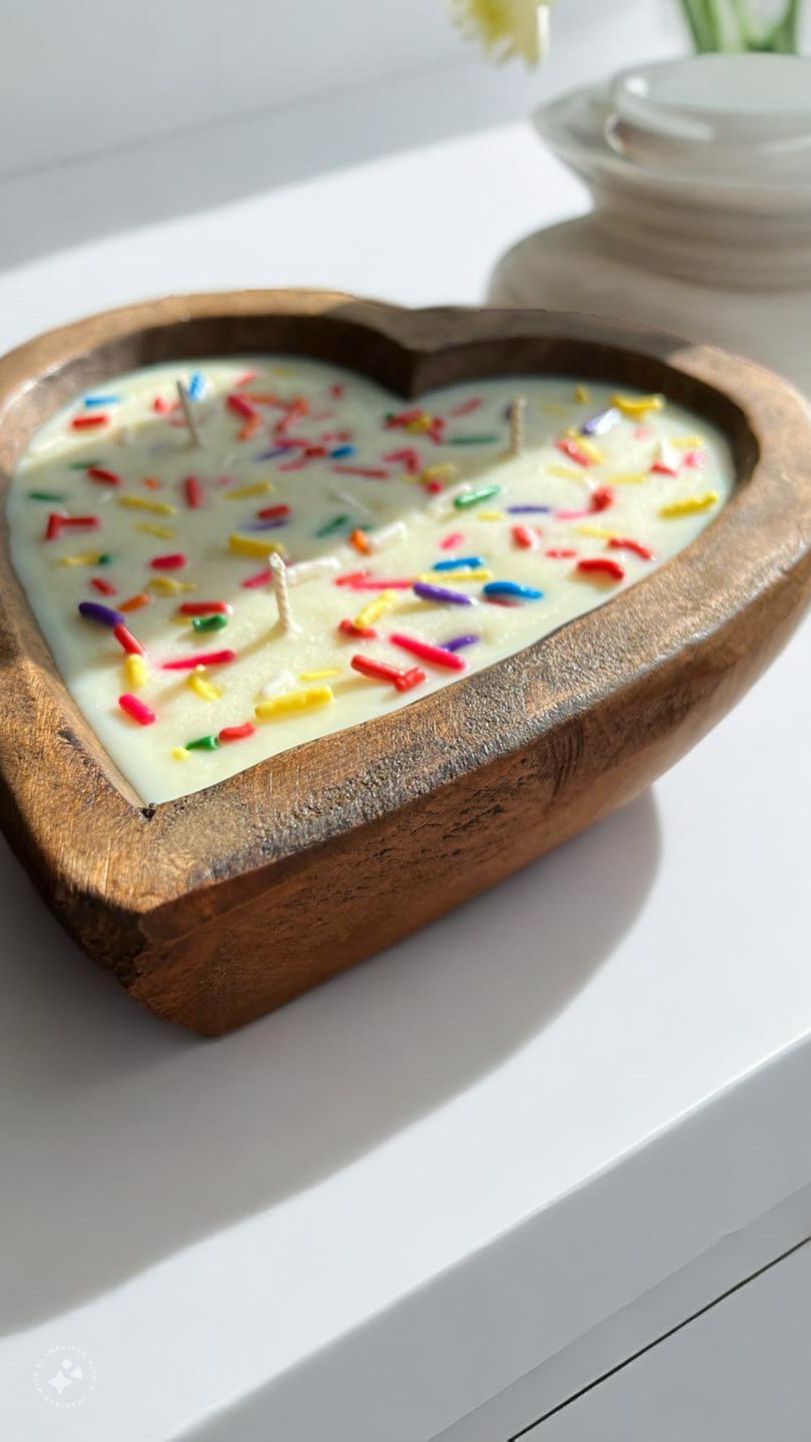 10oz Heart Shaped Wooden Dough Bowl